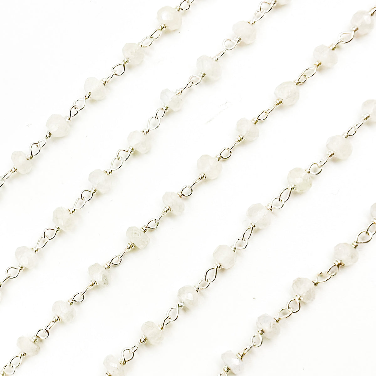 Rainbow Moonstone Sterling Silver Wire Chain