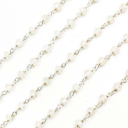 Rainbow Moonstone Sterling Silver Wire Chain