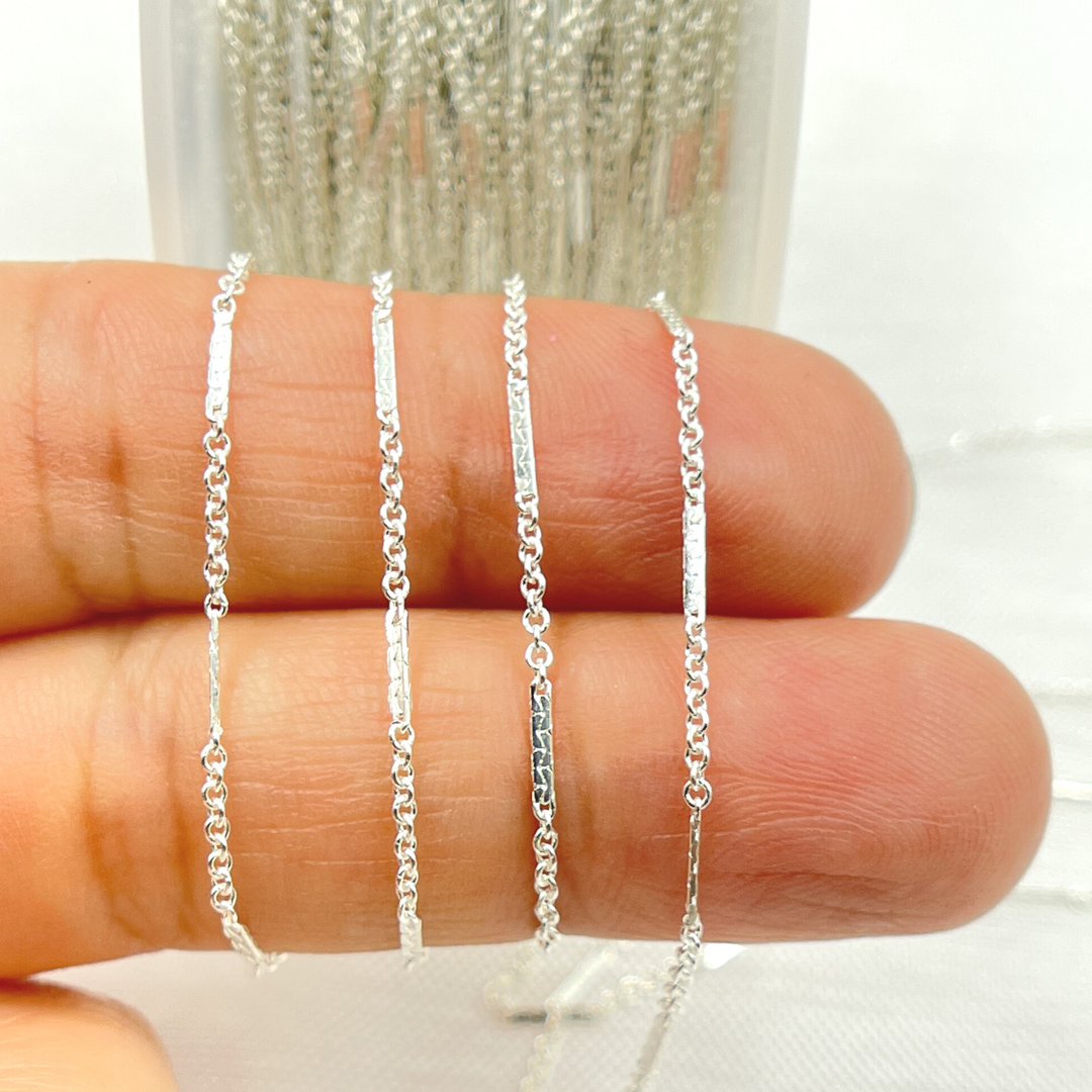 1232D3SS. 925 Sterling Silver Cable Bar Chain