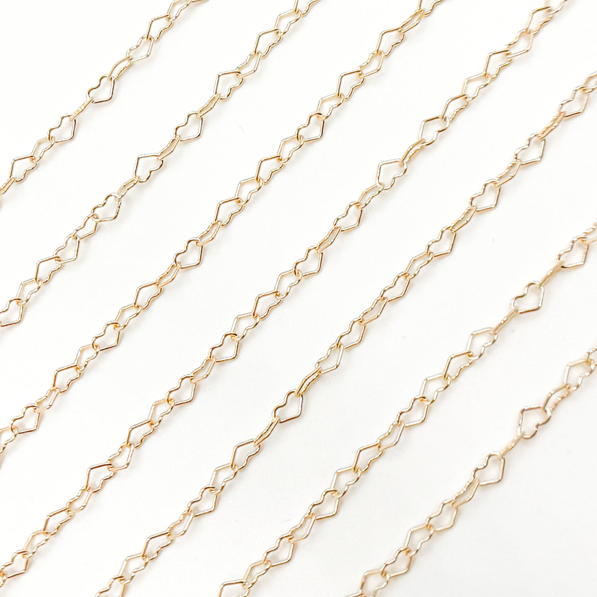 14K Yellow Solid Gold Heart Link Chain