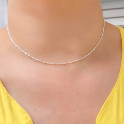 Sterling Silver Cube Satellite Finished Necklace