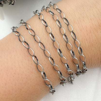 Oxidized 925 Sterling Silver Oval Link Chain