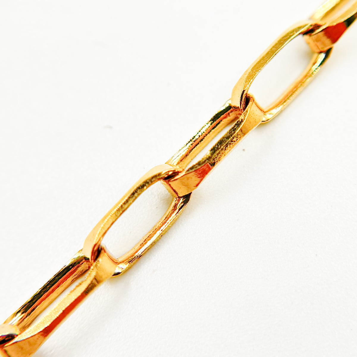 Gold Plated Sterling Silver Rectangular Link Chain