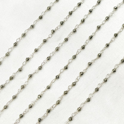 Pyrite 925 Sterling Silver Wire Chain