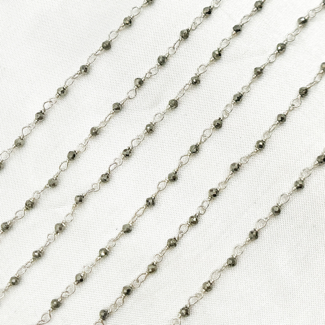 Pyrite 925 Sterling Silver Wire Chain. PYR71