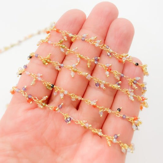 Multi CZ Wire Wrap Dangle Chain