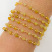 Gold Plated Sterling Silver Yellow Opal Wire Chain