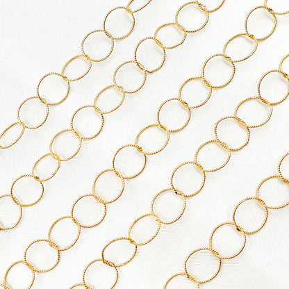 14K Gold Filled Twisted Round Link Chain