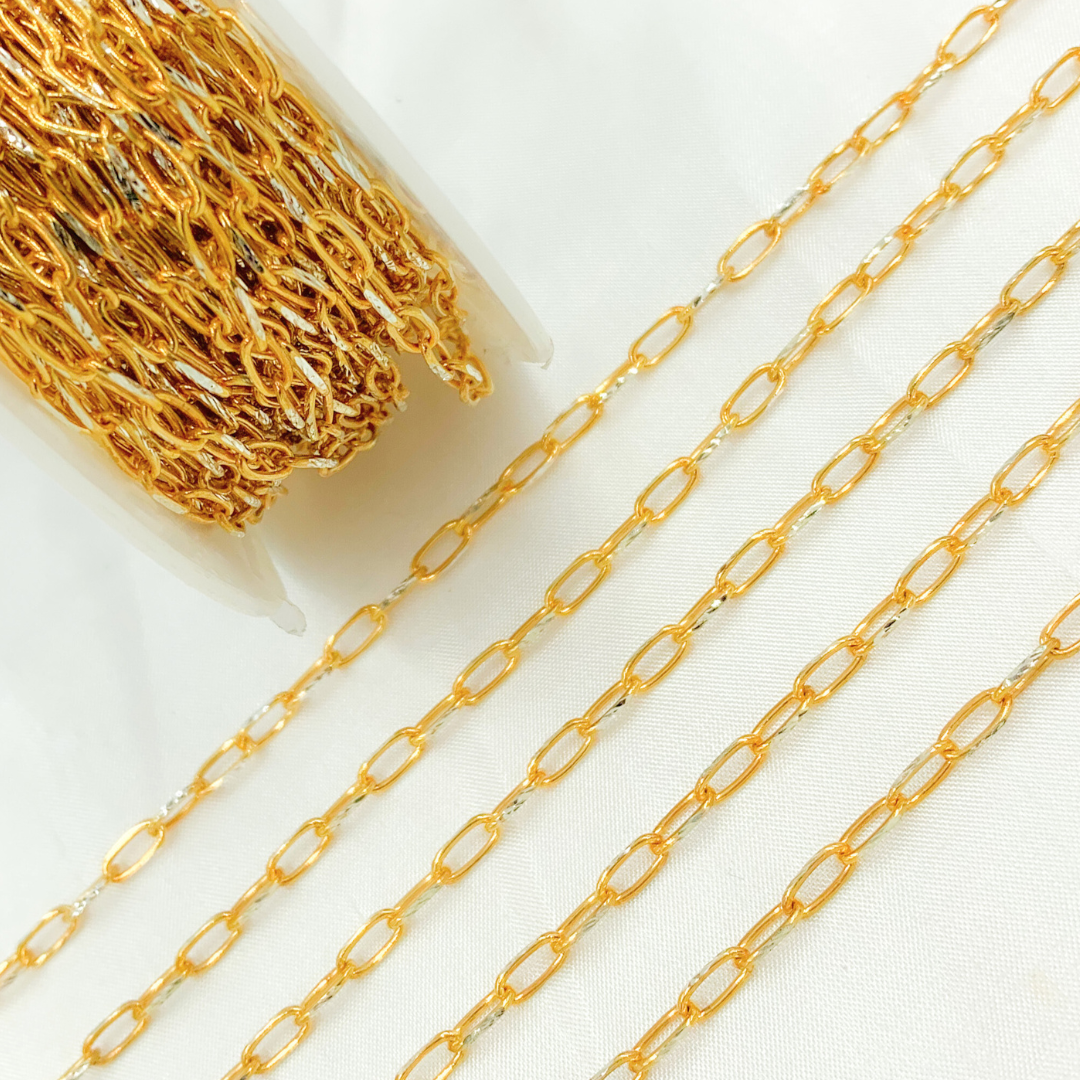 Gold Plated 925 Sterling Silver Diamond Cut Oval Link Chain