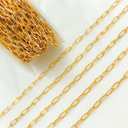 Gold Plated 925 Sterling Silver Diamond Cut Oval Link Chain
