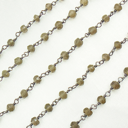 Smoky & Black Gem Stone Wire Wrapped Chain