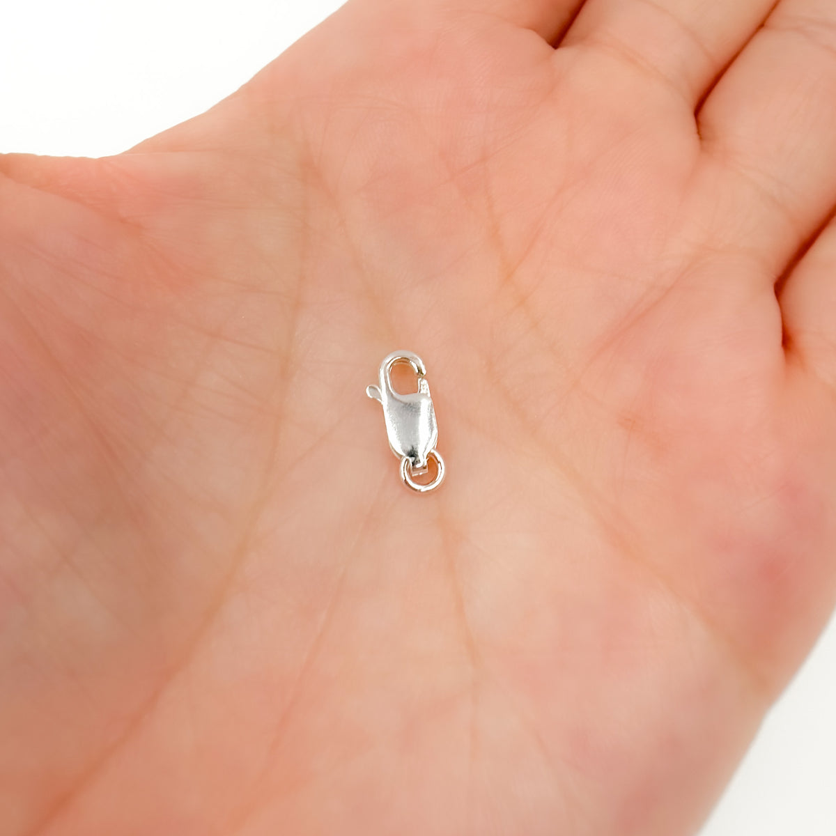 8MM White Sterling Silver Lobster Clasp