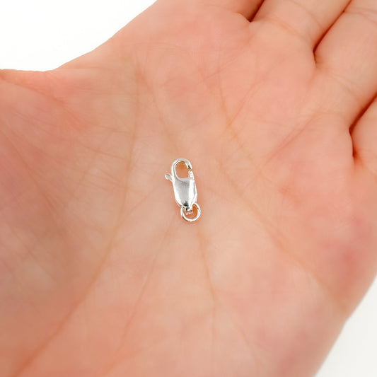 8MM White Sterling Silver Lobster Clasp