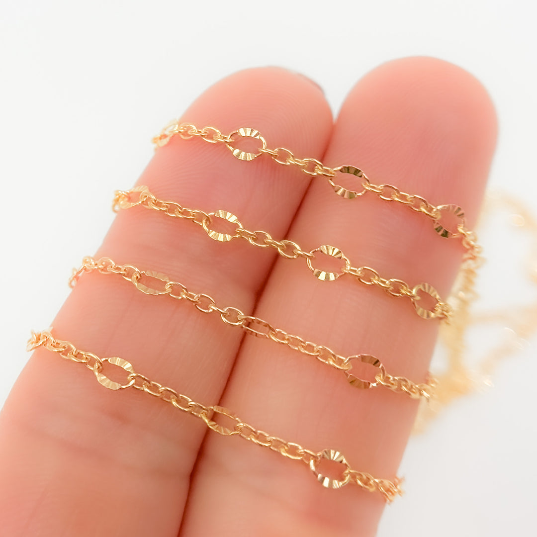 V304GF. 14k Gold Filled Cable and Diamond Cut Marina Link Chain