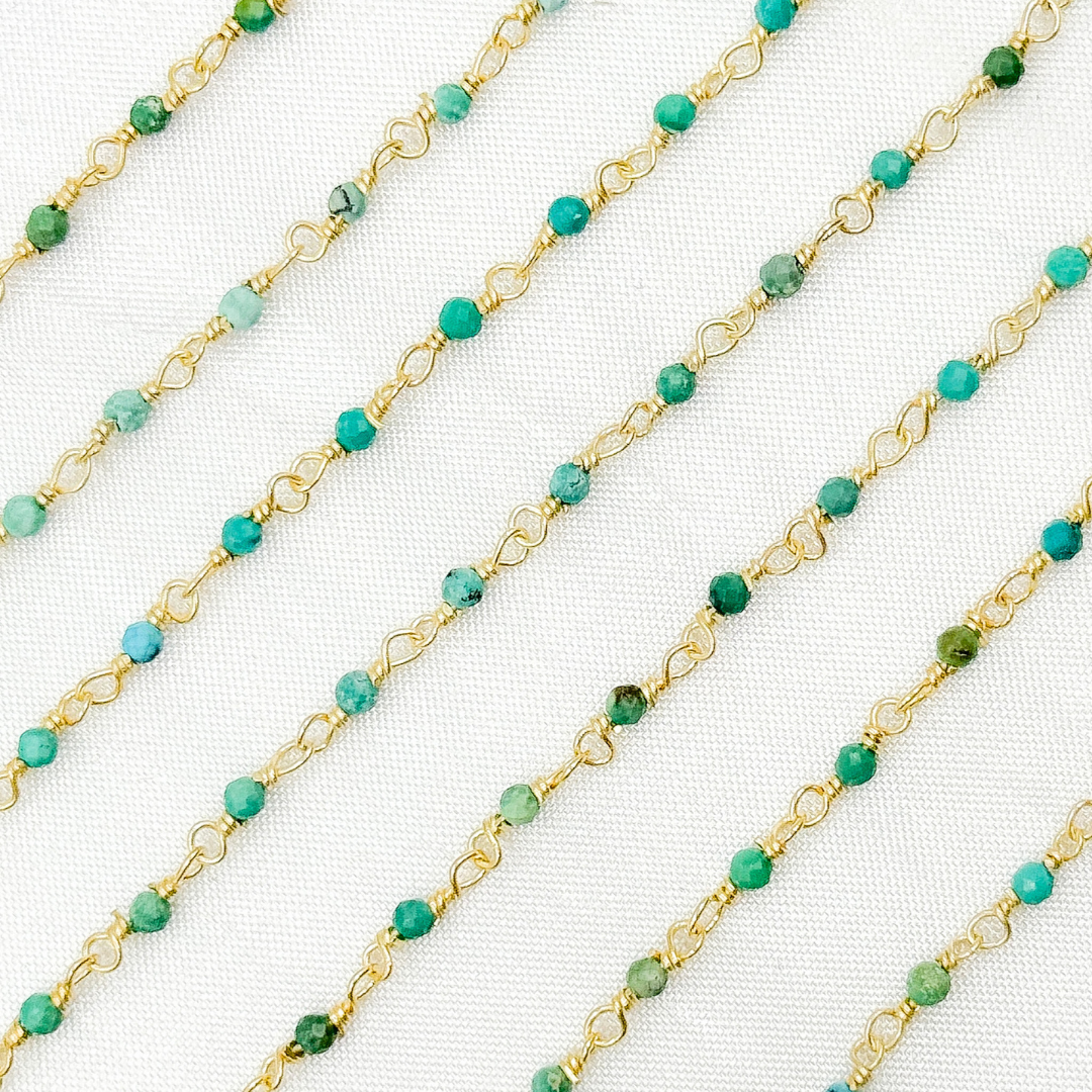 Turquoise Gold Plated 925 Sterling Silver Wire Chain