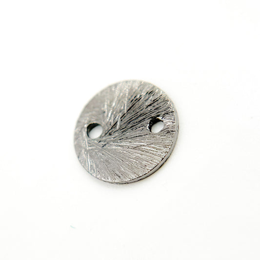 8MM Black Rhodium Sterling Silver Brushed Round Flat Disc Connector