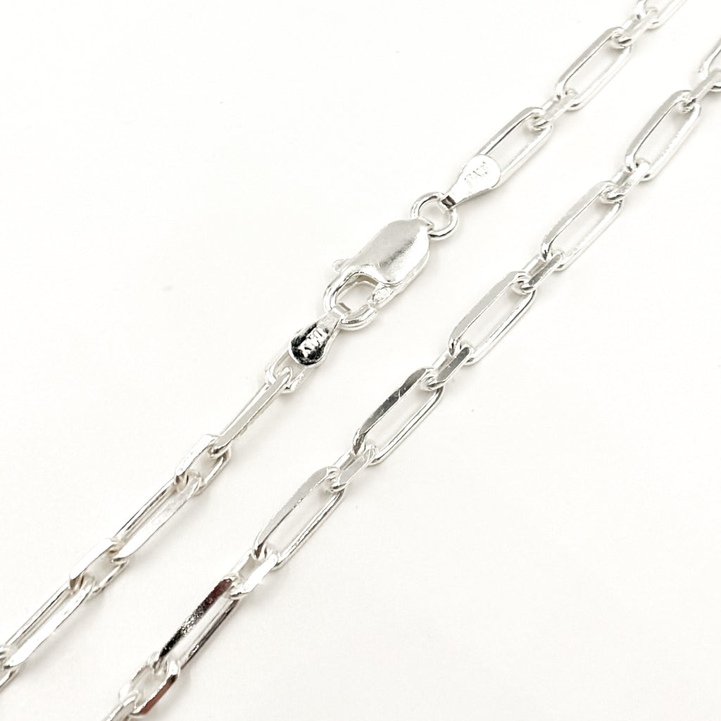 Z47SSN. Sterling Silver Flat Long and Short Links Necklace