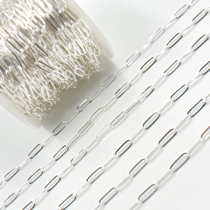 Sterling Silver Flat Paperclip Link Chain