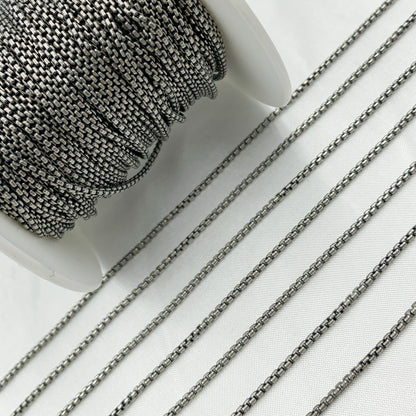 Oxidized Sterling Silver Round Box Chain