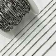 Oxidized Sterling Silver Round Box Chain