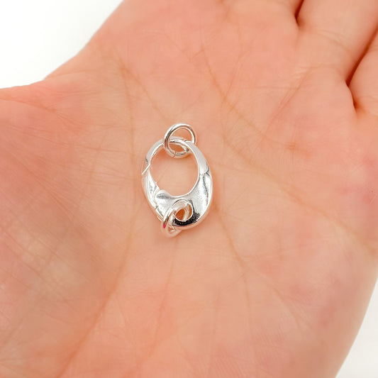 17MM White Sterling Silver Oval Clasp