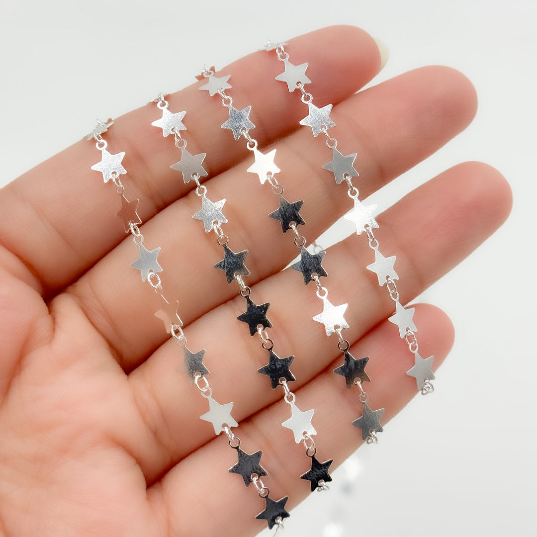 V312SS. 925 Sterling Silver Fancy Star-Link Chain