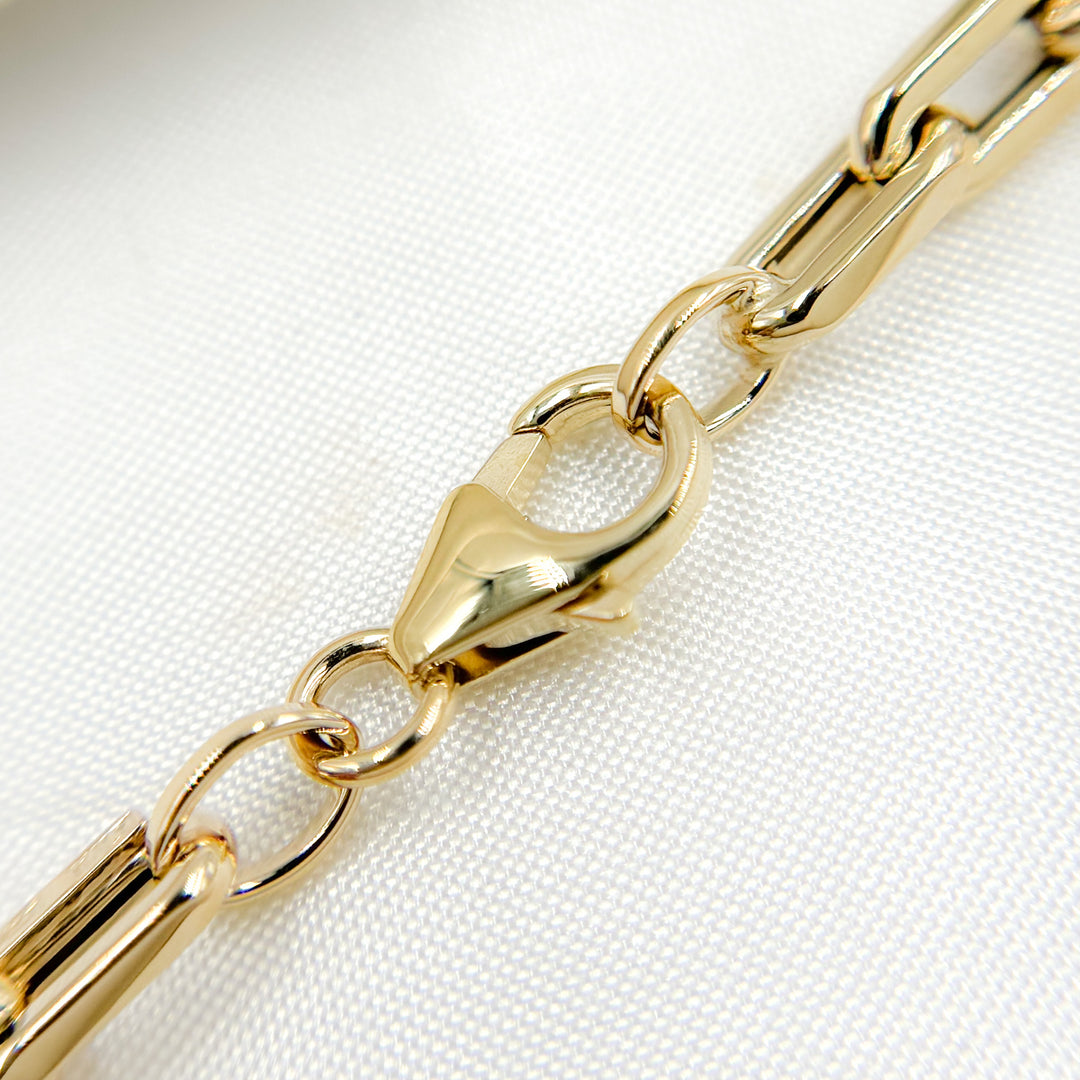 568/A072/G. 14K Yellow Gold Hollow Smooth and Flat Paperclip Chain