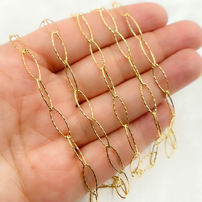 Gold Plated 925 Sterling Silver Diamond Cut Oval Link Chain