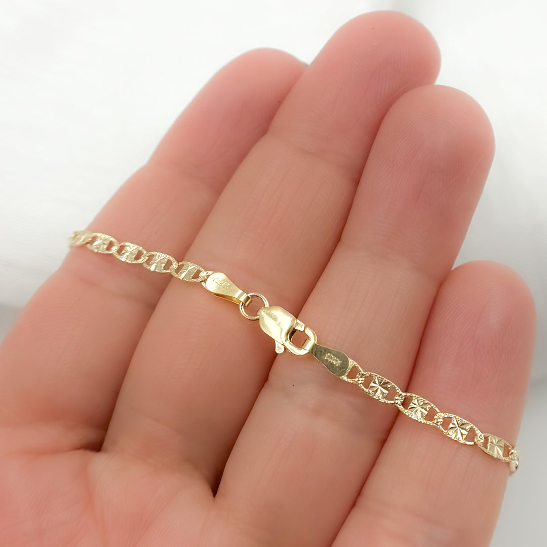 060FVSV1BPS2D4L669Bracelet. 14K Solid Gold Diamond Cut Marina Bracelet