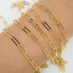 Load image into Gallery viewer, Y80FGP. Gold Plated 925 Sterling Silver Flat Paperclip Chain