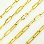 Load image into Gallery viewer, Y58HGP I Gold Plated 925 Sterling Silver Flat Hammered Paperclip Chain.
