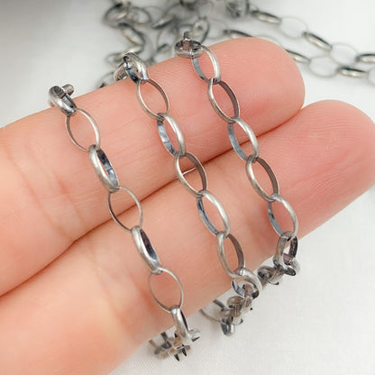 Oxidized 925 Sterling Silver Oval Link Chain