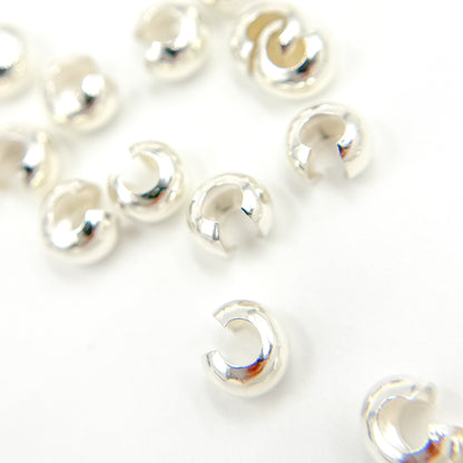 5004840CC. White Sterling Silver Crimp Cover. Size: 4mm. Sold by Package of 50 or 100 Pcs.
