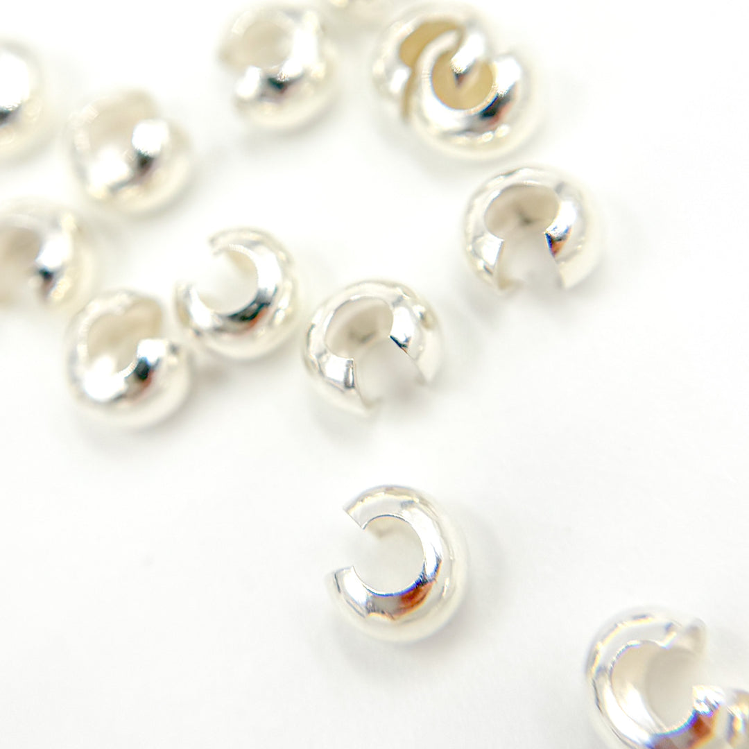 5004840CC. White Sterling Silver Crimp Cover. Size: 4mm. Sold by Package of 50 or 100 Pcs.