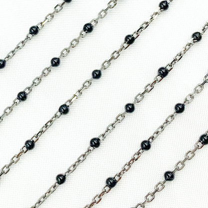 Sterling Silver Black Color Enamel Chain
