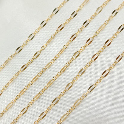 14K Gold-Filled Flat Marina and Cable Links Chain