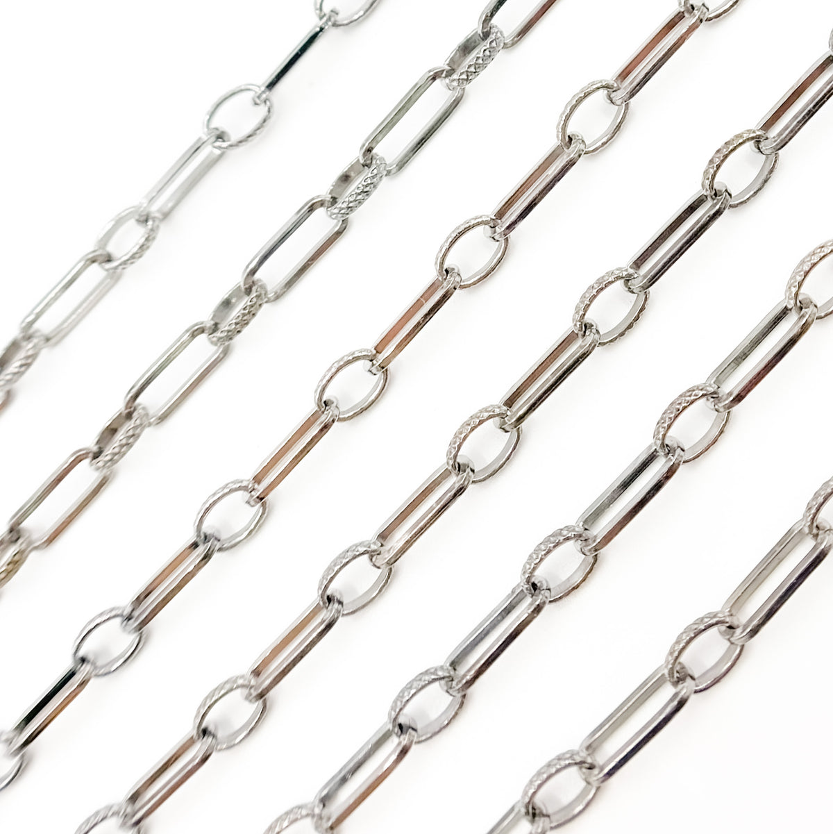 Black Rhodium Sterling Silver Long and Short Link Chain