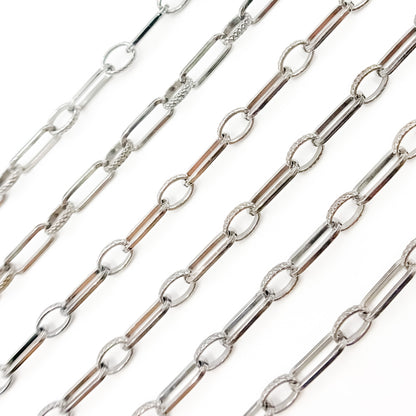 Black Rhodium Sterling Silver Long and Short Link Chain