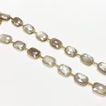 Load image into Gallery viewer, Coated Grey Moonstone Rectangular Shape Bezel Gold Plated Silver Wire Chain. CMS27

