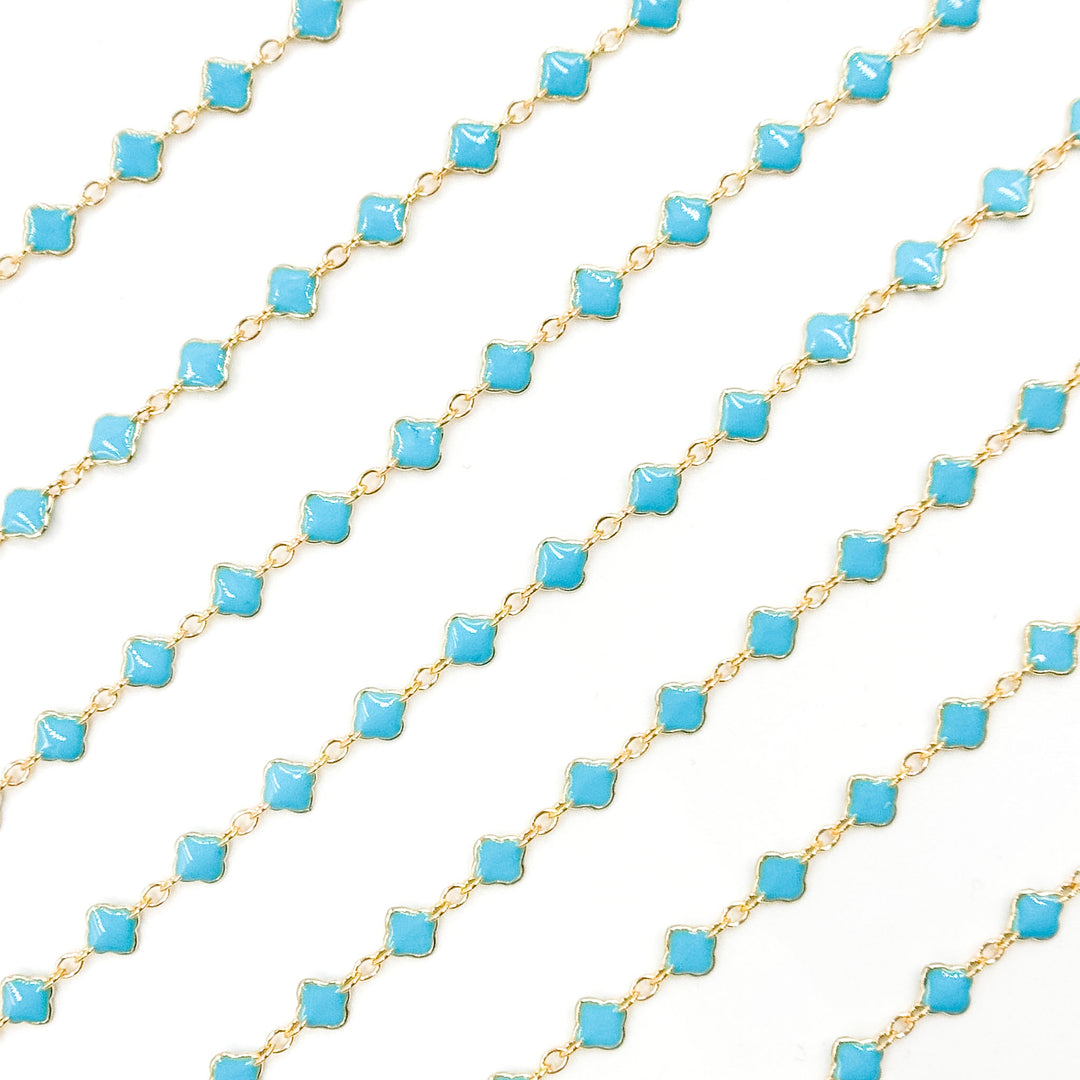 V315ENGF. 14K Gold Filled Enamel Clover Link Chains