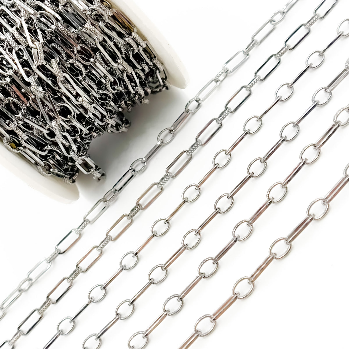 Black Rhodium Sterling Silver Long and Short Link Chain