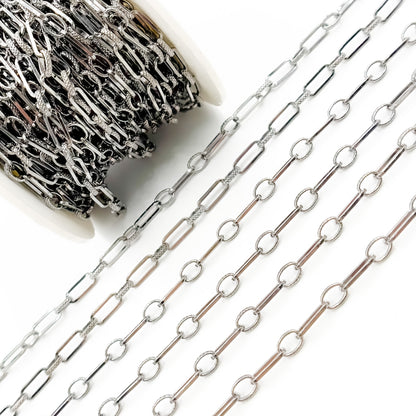 Black Rhodium Sterling Silver Long and Short Link Chain