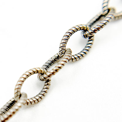 417OX. Oxidized Sterling Silver Twisted Oval Link Chain
