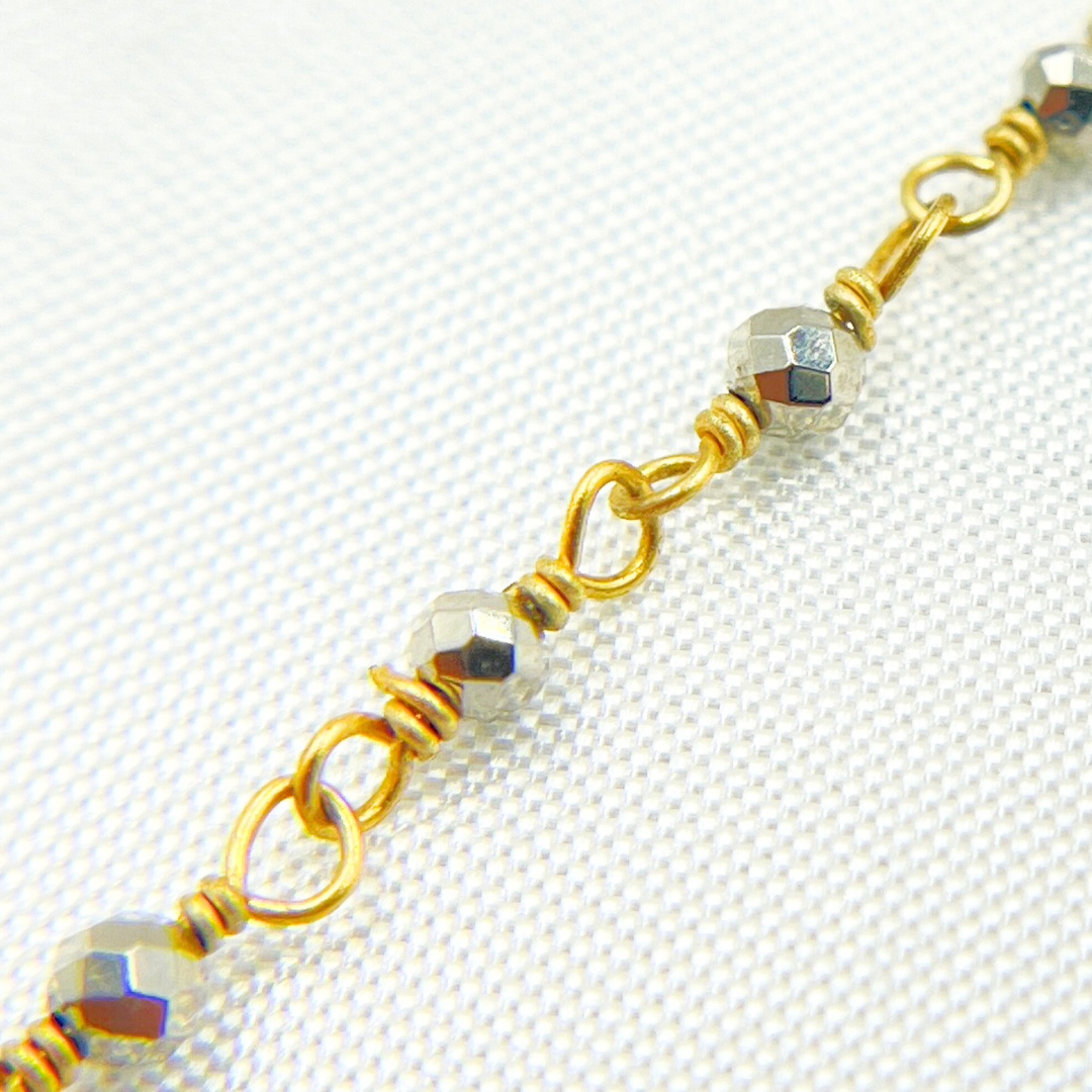 Pyrite Gold Plated Wire Wrap Chain. PYR36