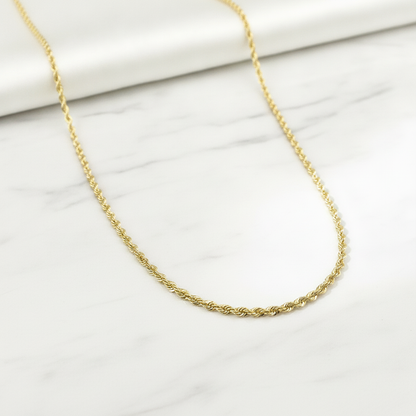 040CRDLG. 14K Solid Yellow Gold Rope Chain
