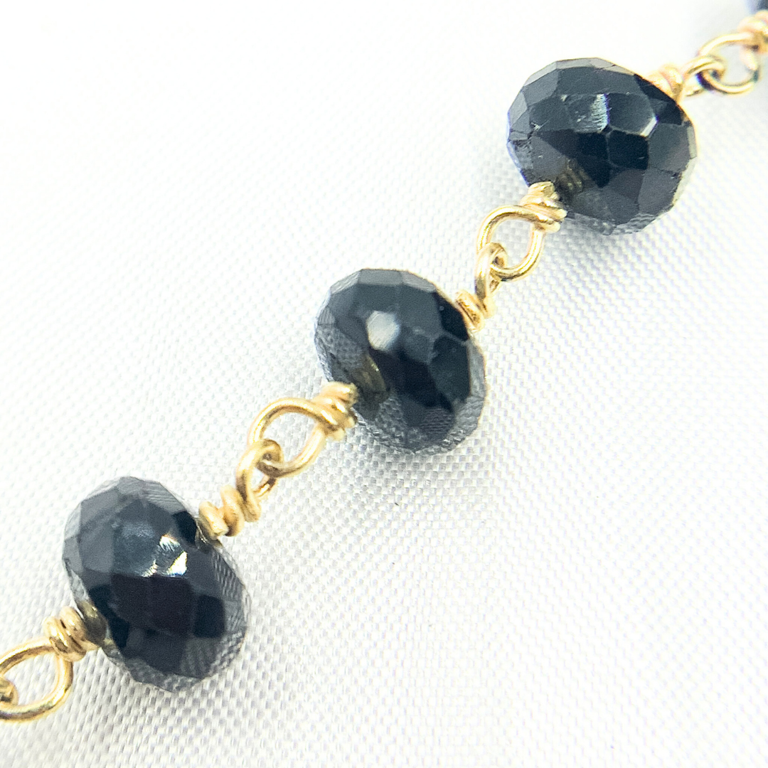 Black Spinel Gold Plated Wire Chain