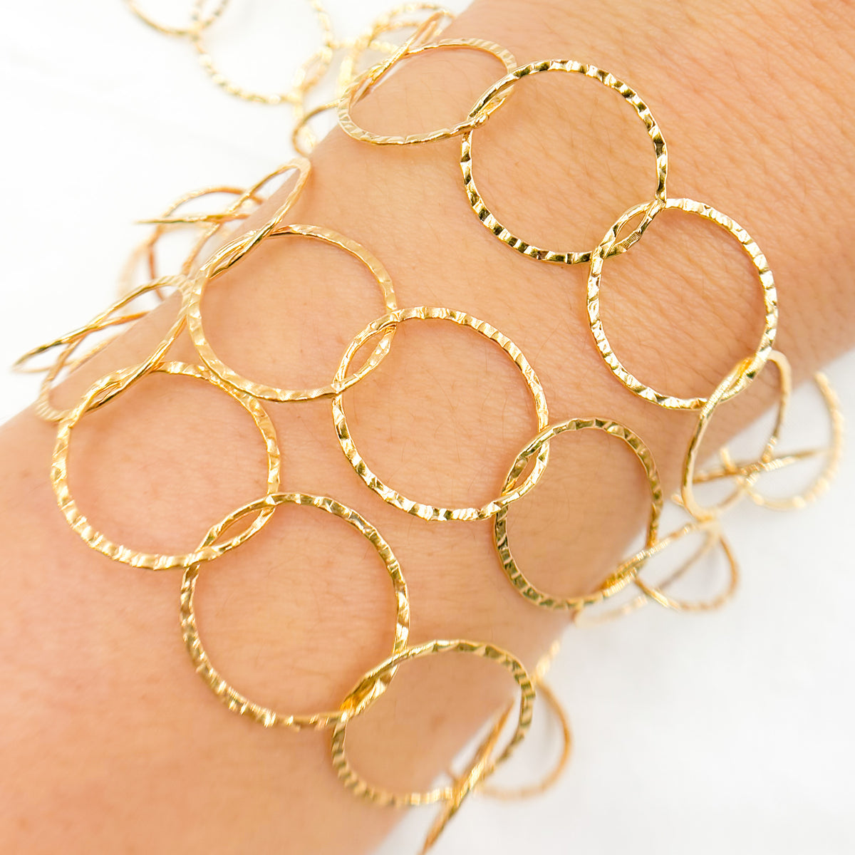 14K Gold-Filled Hammered Round Link Chain