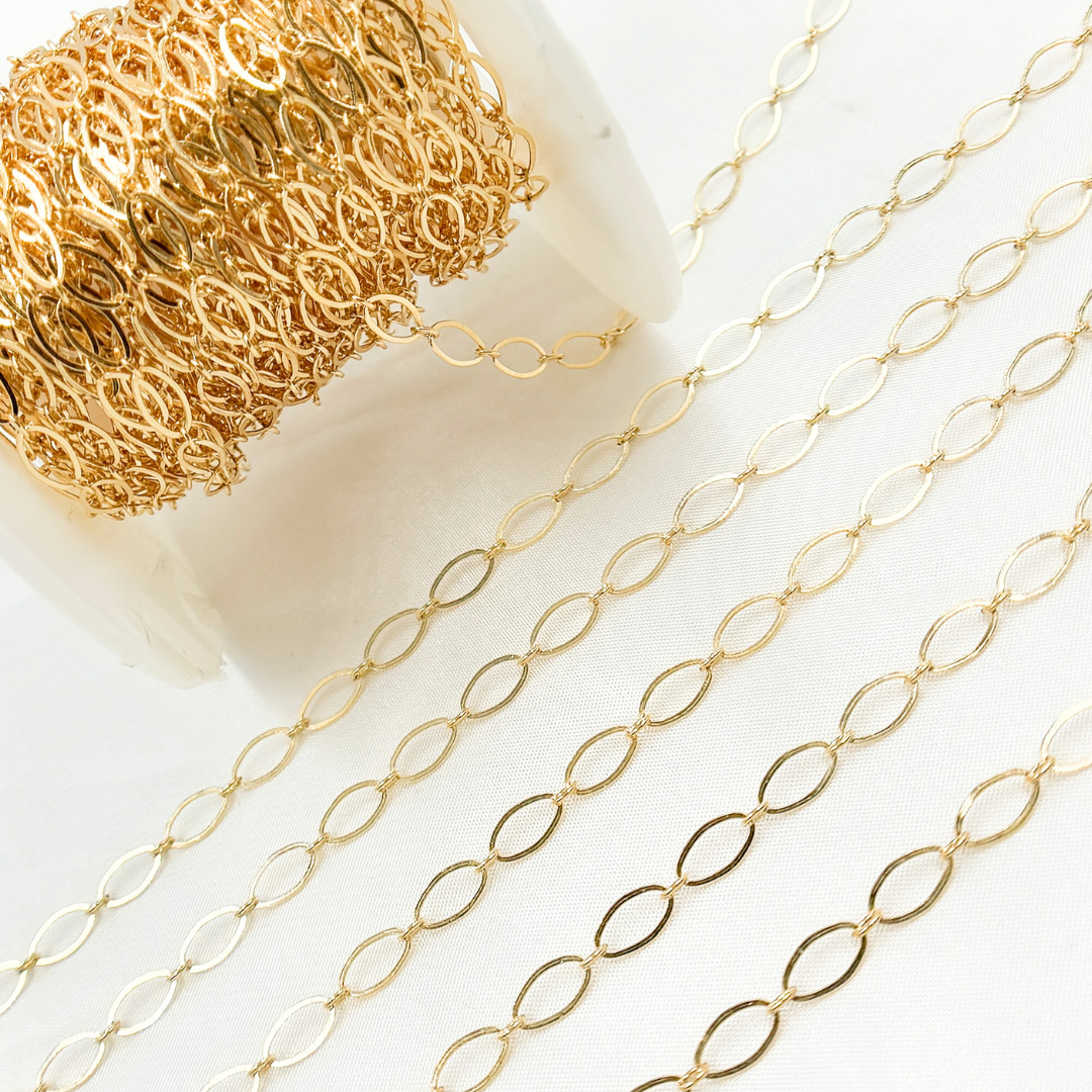 Gold-Filled Flat Oval Long and Short Link Chain