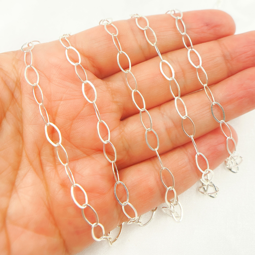 925 Sterling Silver Flat Oval Link Chain. 791FSS