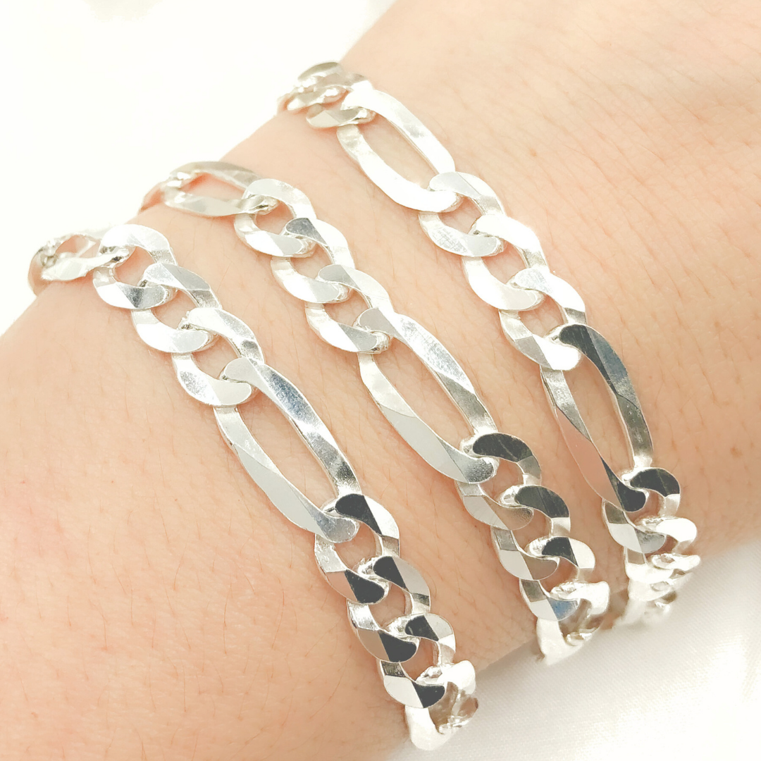 925 Sterling Silver Flat Figaro Chain. Y85SS